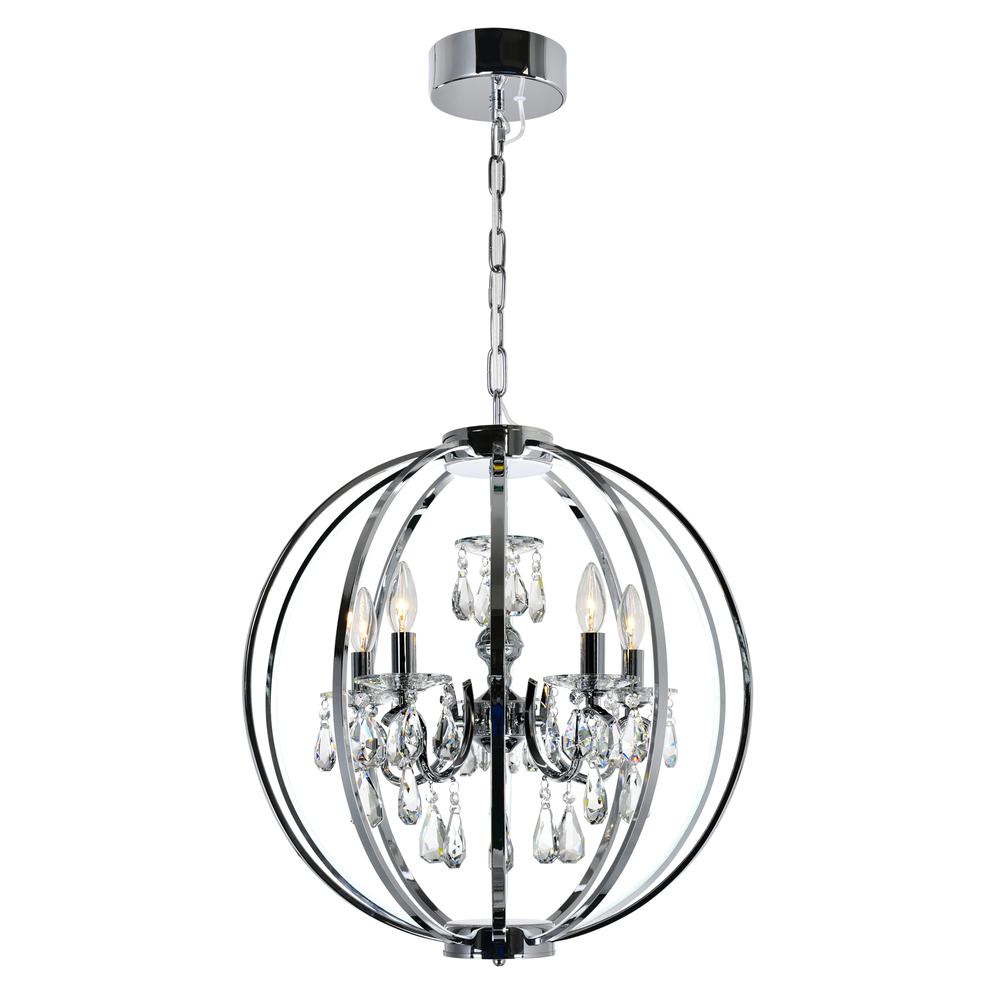 Abia 5 Light Up Chandelier With Chrome Finish. Picture 5