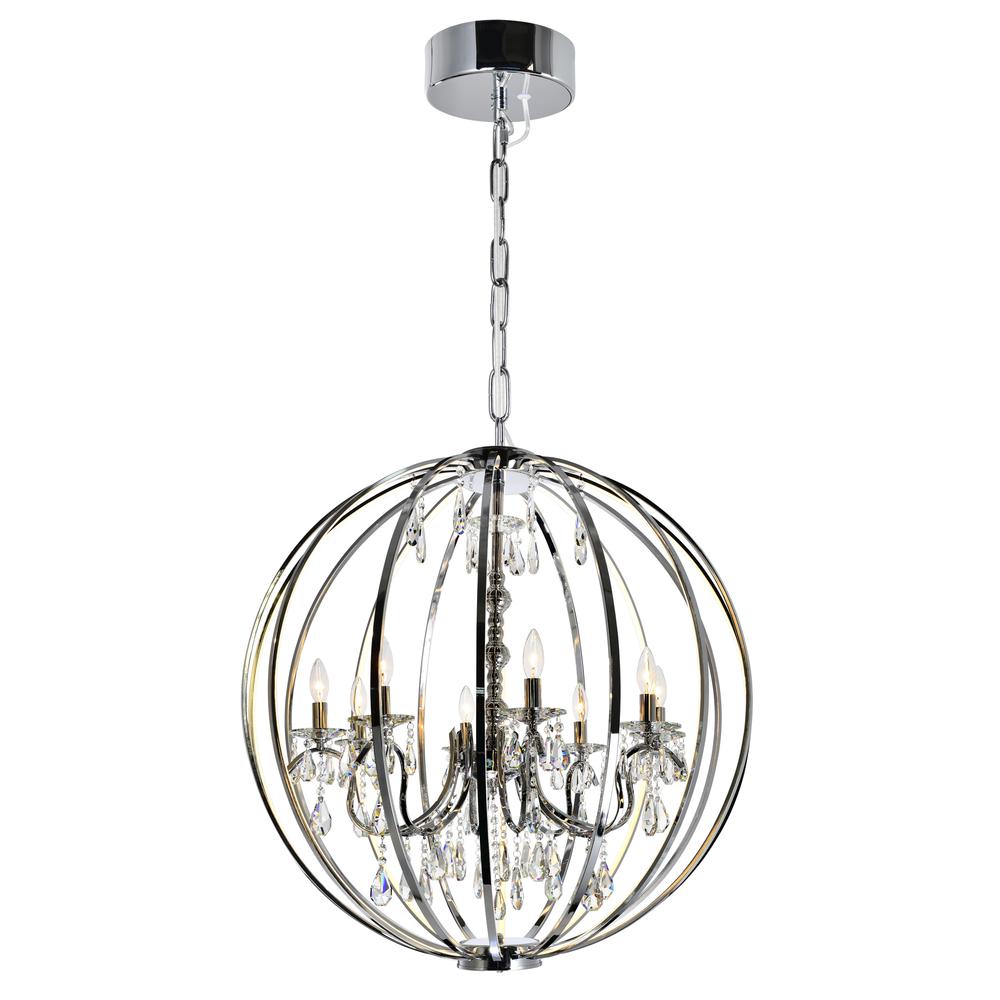 Abia 8 Light Up Chandelier With Chrome Finish. Picture 1