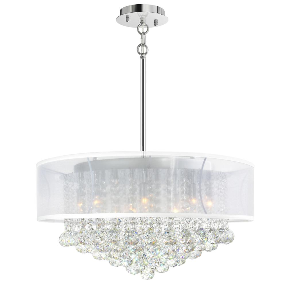 Radiant 12 Light Drum Shade Chandelier With Chrome Finish. Picture 3