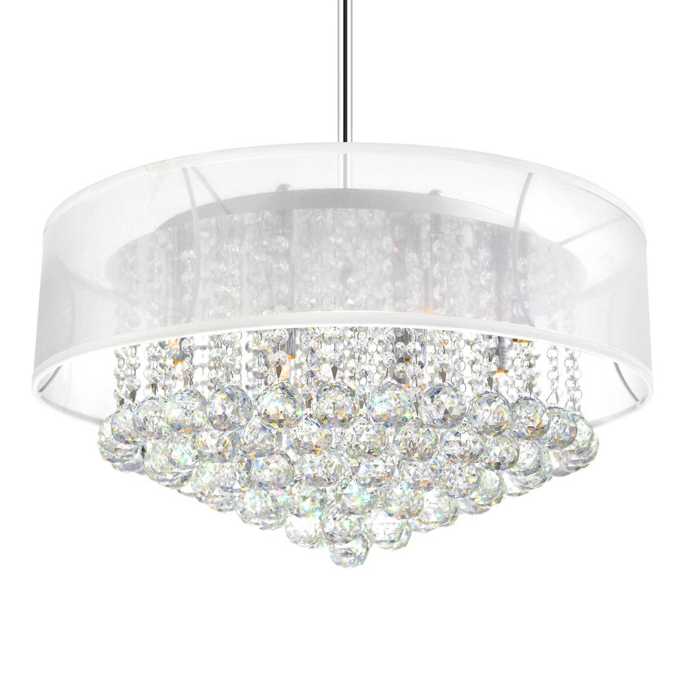 Radiant 12 Light Drum Shade Chandelier With Chrome Finish. Picture 4