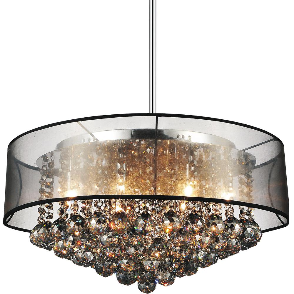 Radiant 12 Light Drum Shade Chandelier With Chrome Finish. Picture 1