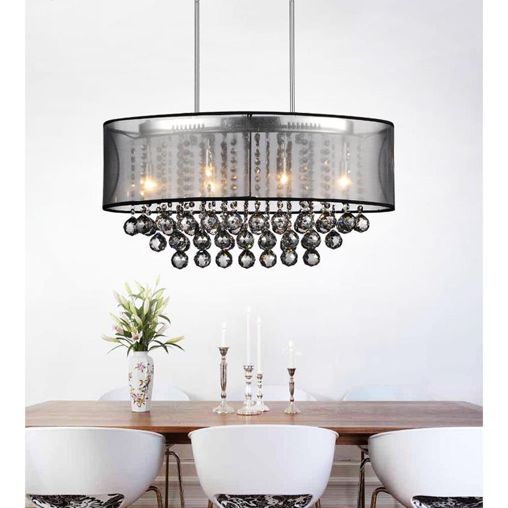 Radiant 6 Light Drum Shade Chandelier With Chrome Finish. Picture 2