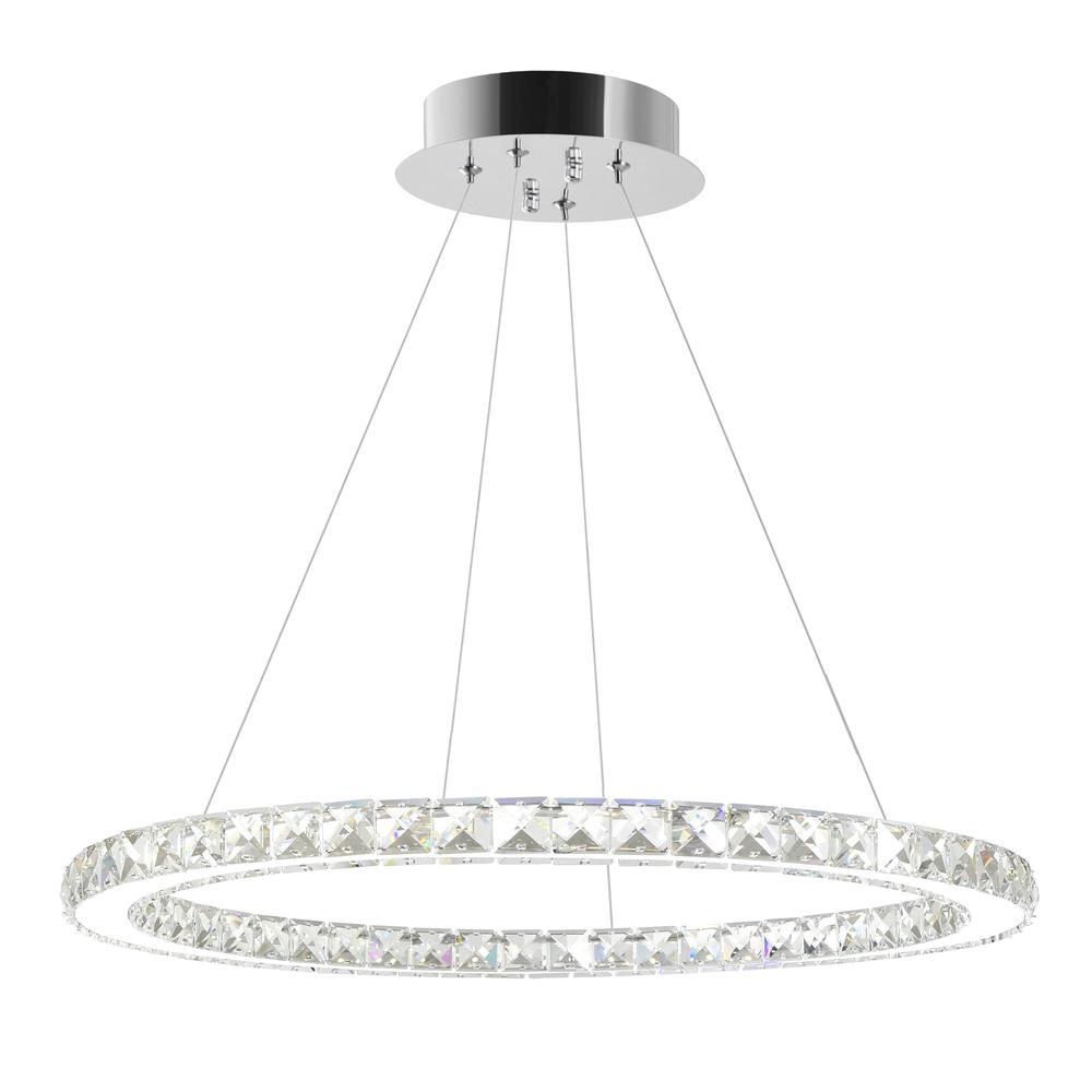 Ring LED Chandelier With Chrome Finish. Picture 1