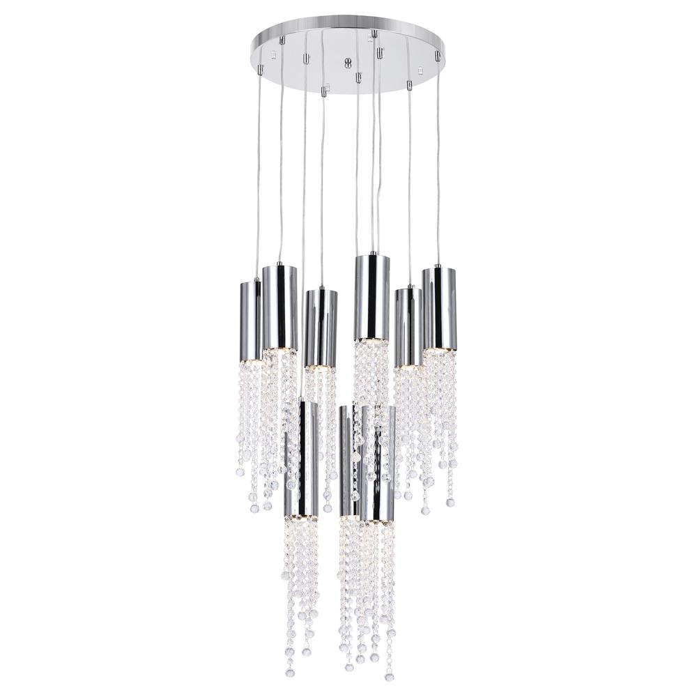 Extended 9 Light Multi Light Pendant With Chrome Finish. Picture 1