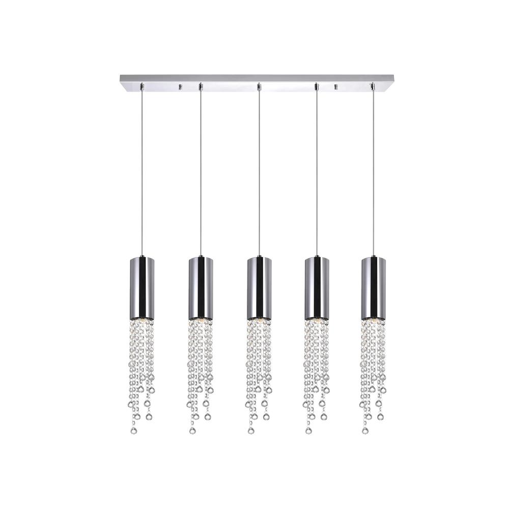 Extended 5 Light Multi Light Pendant With Chrome Finish. Picture 1