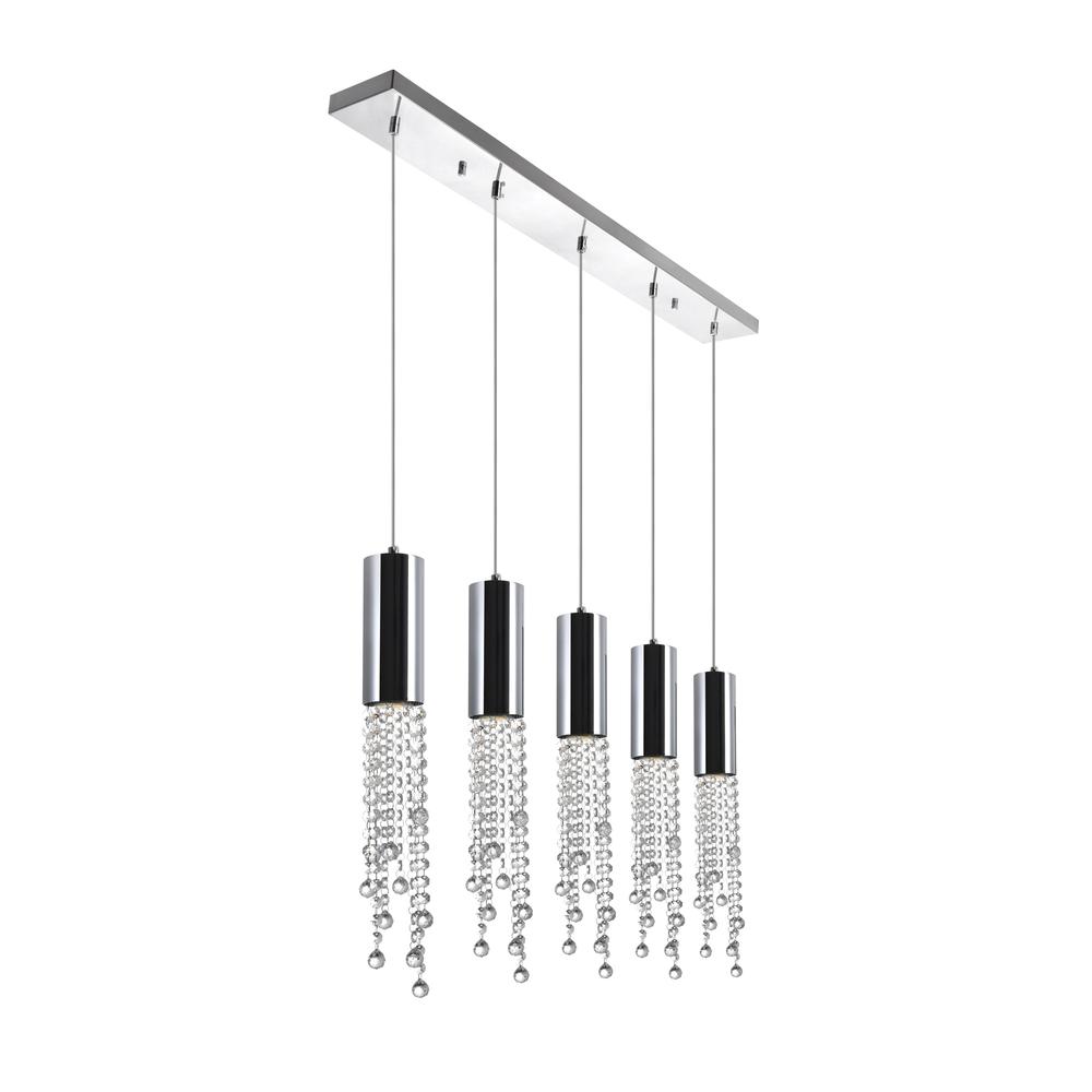 Extended 5 Light Multi Light Pendant With Chrome Finish. Picture 2