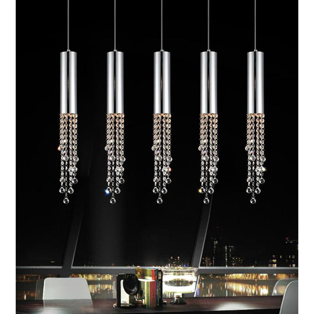 Extended 5 Light Multi Light Pendant With Chrome Finish. Picture 4