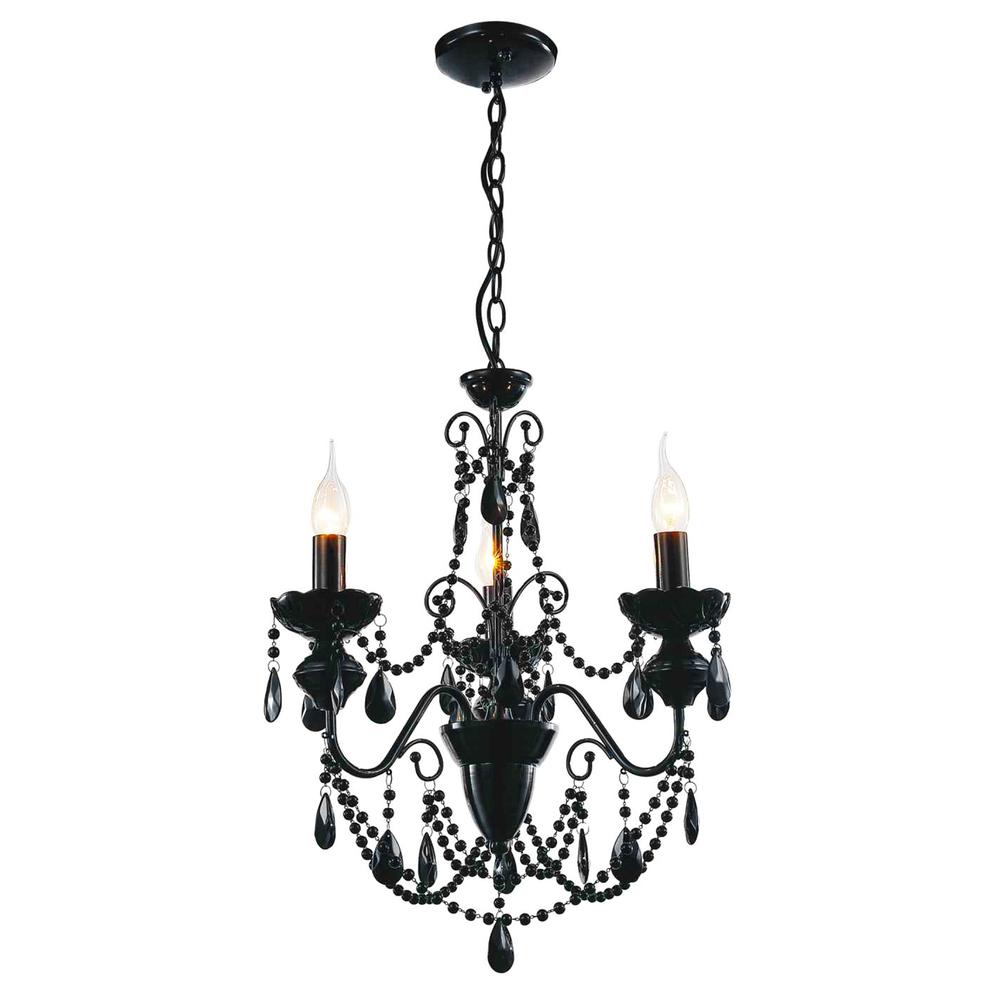 Keen 3 Light Up Chandelier With Black Finish. Picture 1