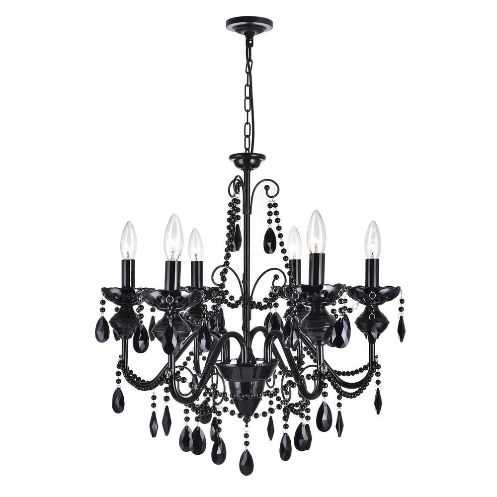 Keen 6 Light Up Chandelier With Black Finish. Picture 1