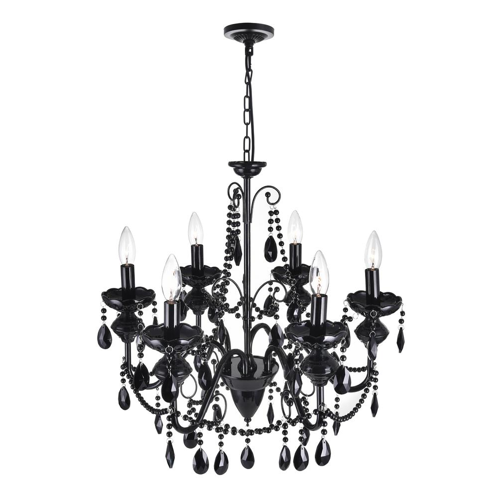 Keen 6 Light Up Chandelier With Black Finish. Picture 2