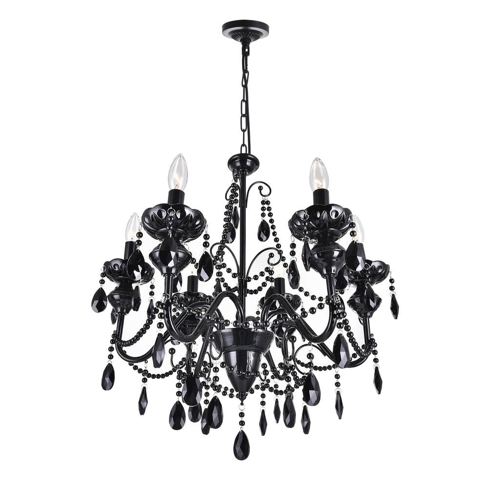 Keen 6 Light Up Chandelier With Black Finish. Picture 3