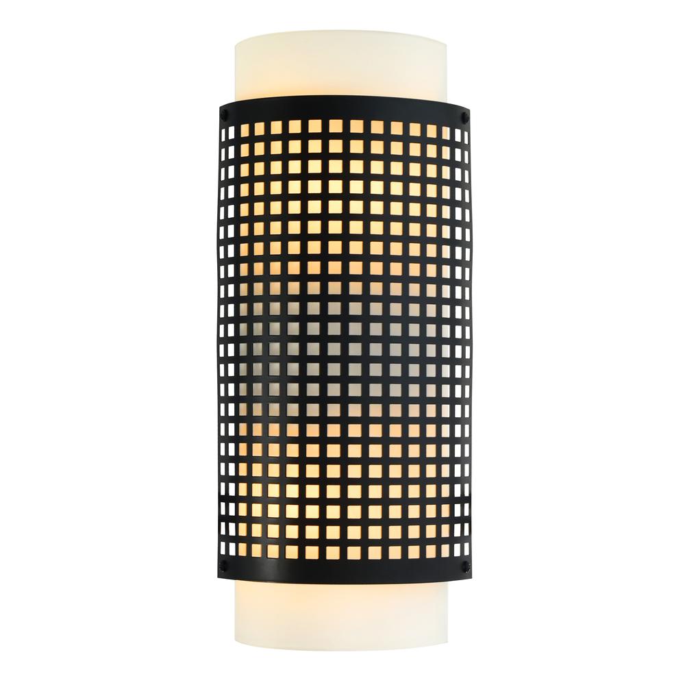 Checkered 2 Light Wall Sconce With Black Finish. Picture 1