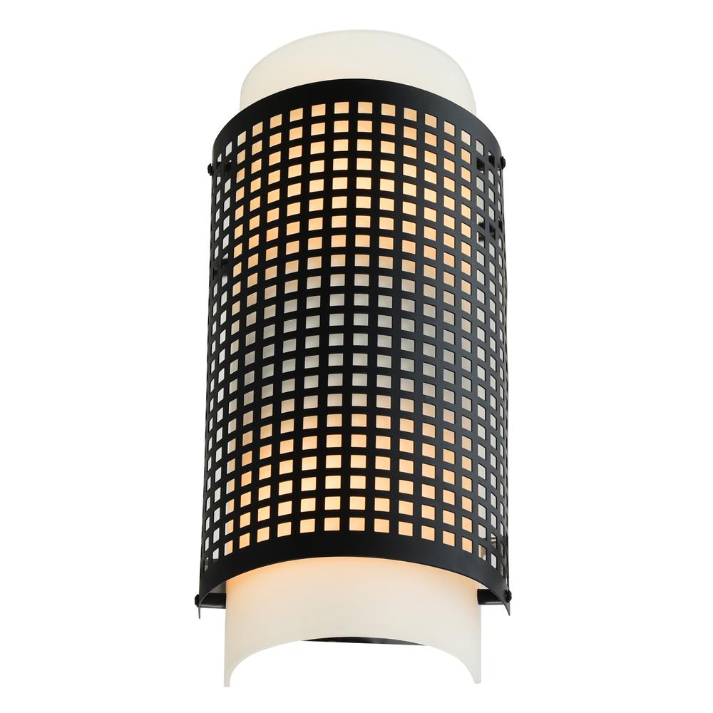 Checkered 2 Light Wall Sconce With Black Finish. Picture 2
