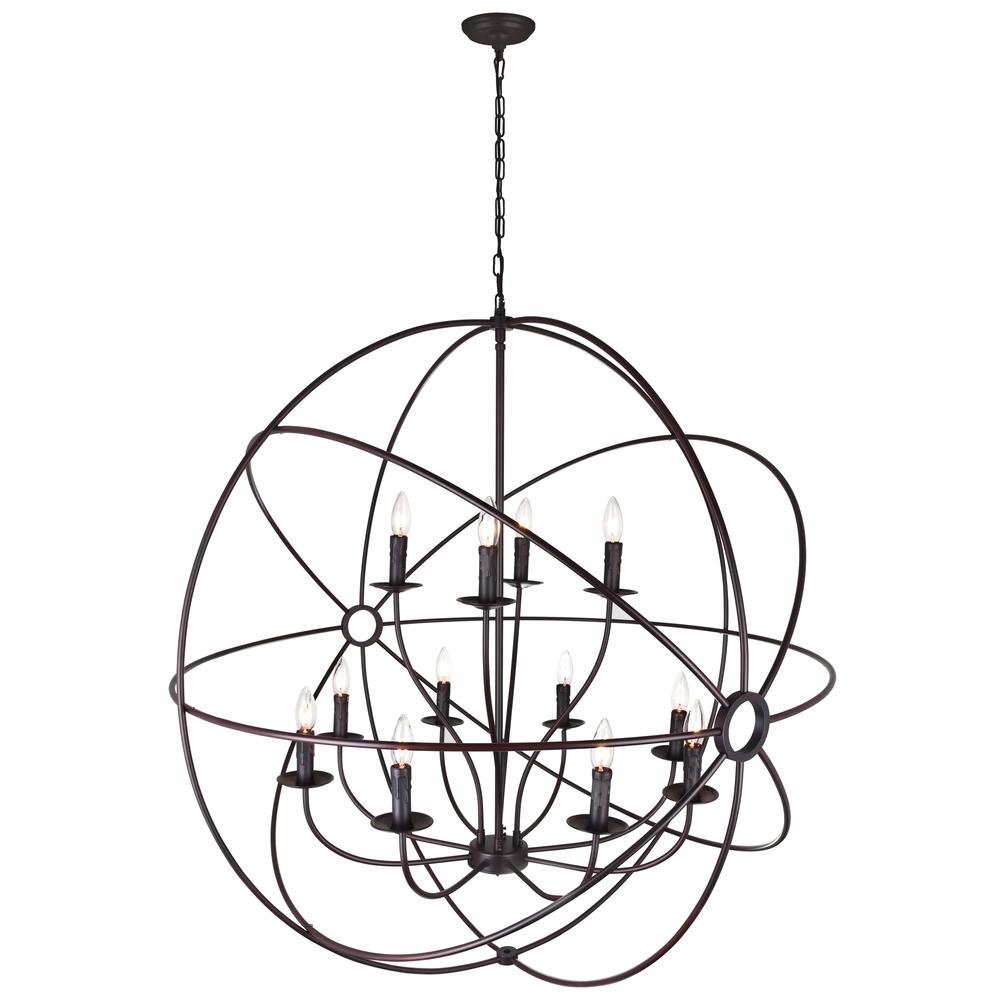 Arza 12 Light Up Chandelier With Brown Finish. Picture 1