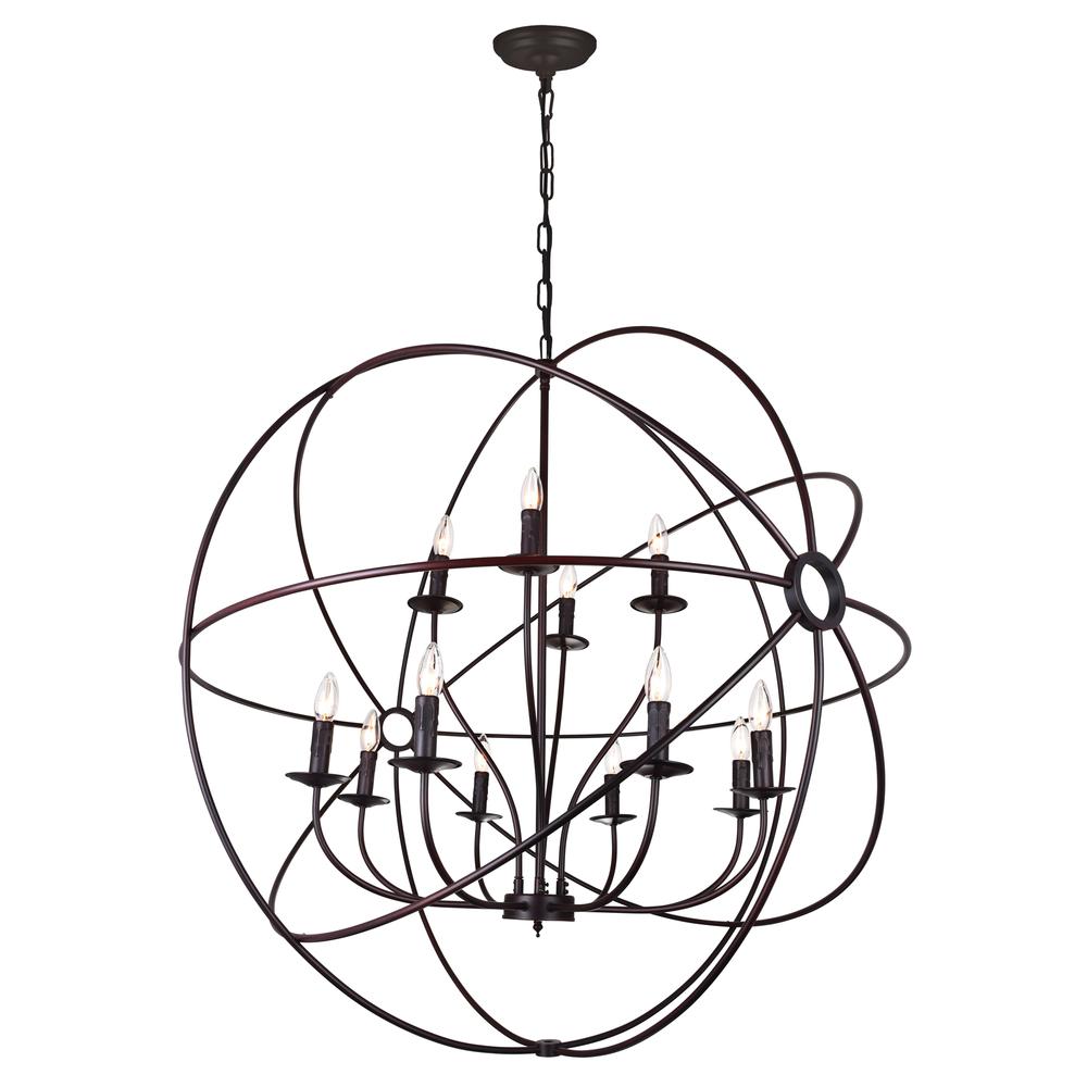 Arza 12 Light Up Chandelier With Brown Finish. Picture 2