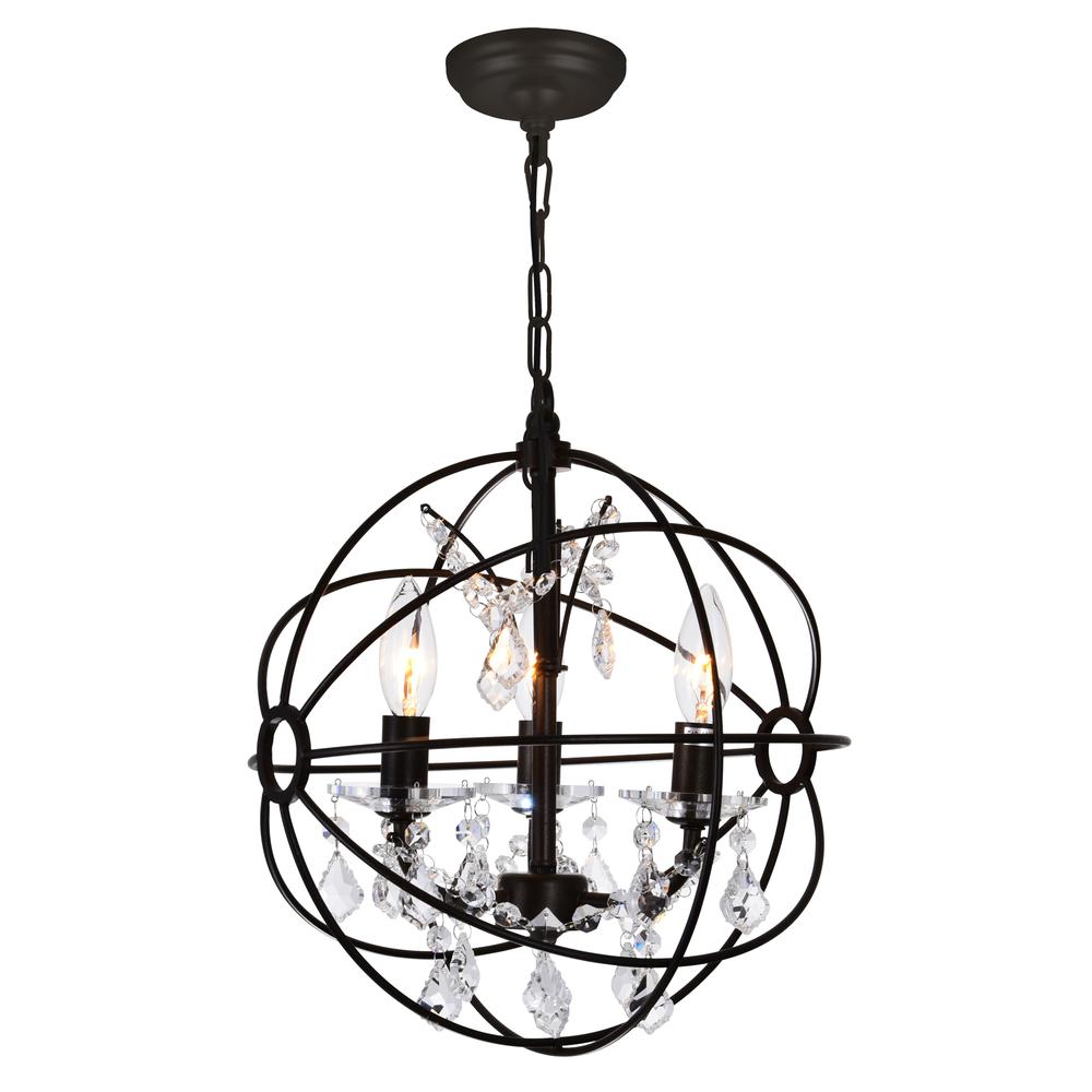Campechia 3 Light Up Mini Chandelier With Brown Finish. Picture 1