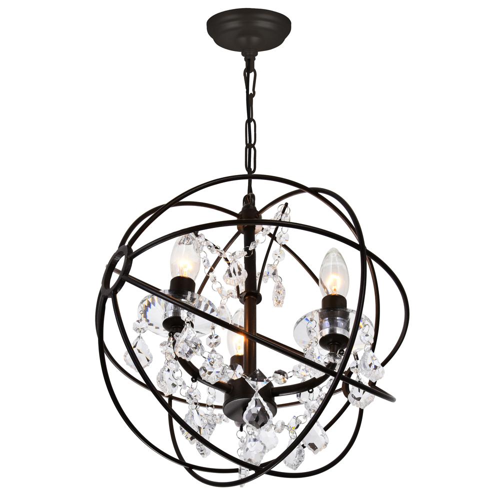Campechia 3 Light Up Mini Chandelier With Brown Finish. Picture 3