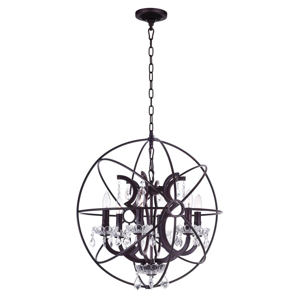 Campechia 6 Light Up Chandelier With Brown Finish. Picture 1