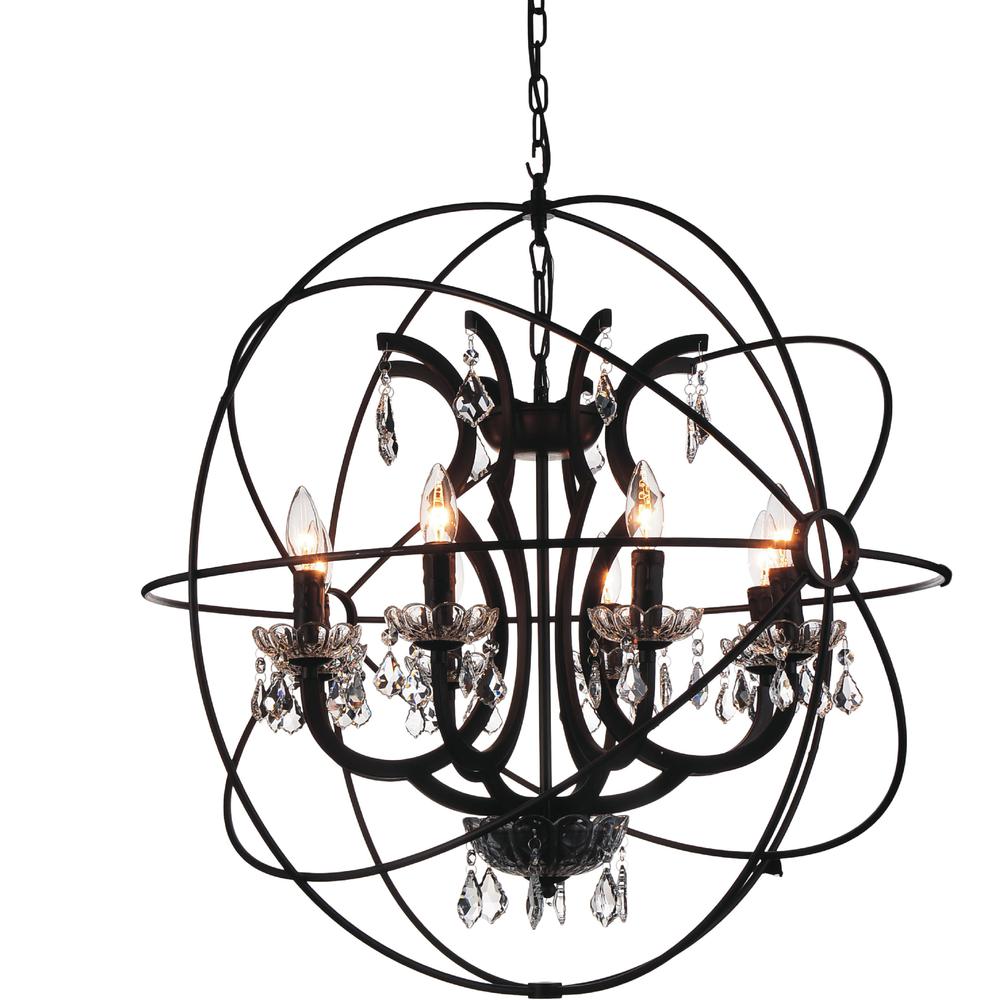Campechia 8 Light Up Chandelier With Brown Finish. Picture 1