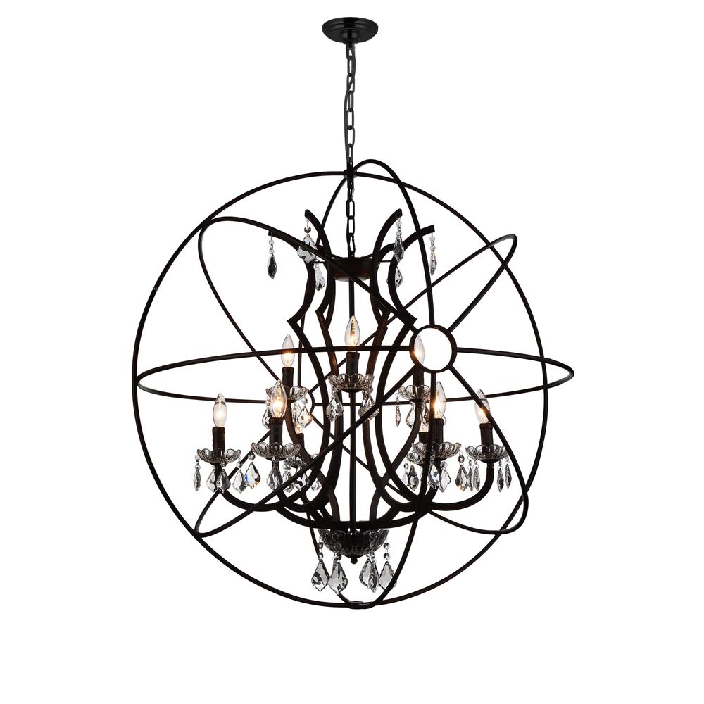 Campechia 9 Light Up Chandelier With Brown Finish. Picture 1