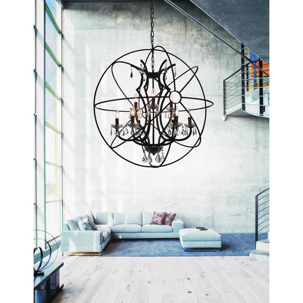 Campechia 9 Light Up Chandelier With Brown Finish. Picture 2