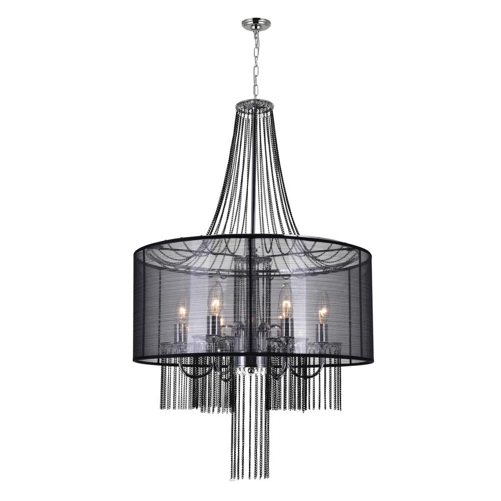 Amelia 6 Light Drum Shade Chandelier With Chrome Finish. Picture 3