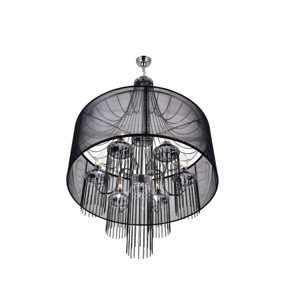 Amelia 6 Light Drum Shade Chandelier With Chrome Finish. Picture 1