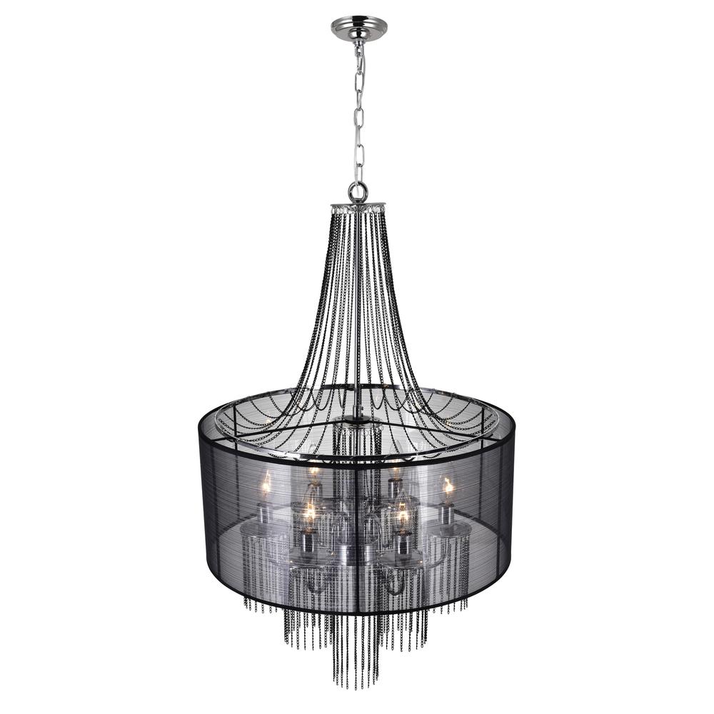 Amelia 6 Light Drum Shade Chandelier With Chrome Finish. Picture 2