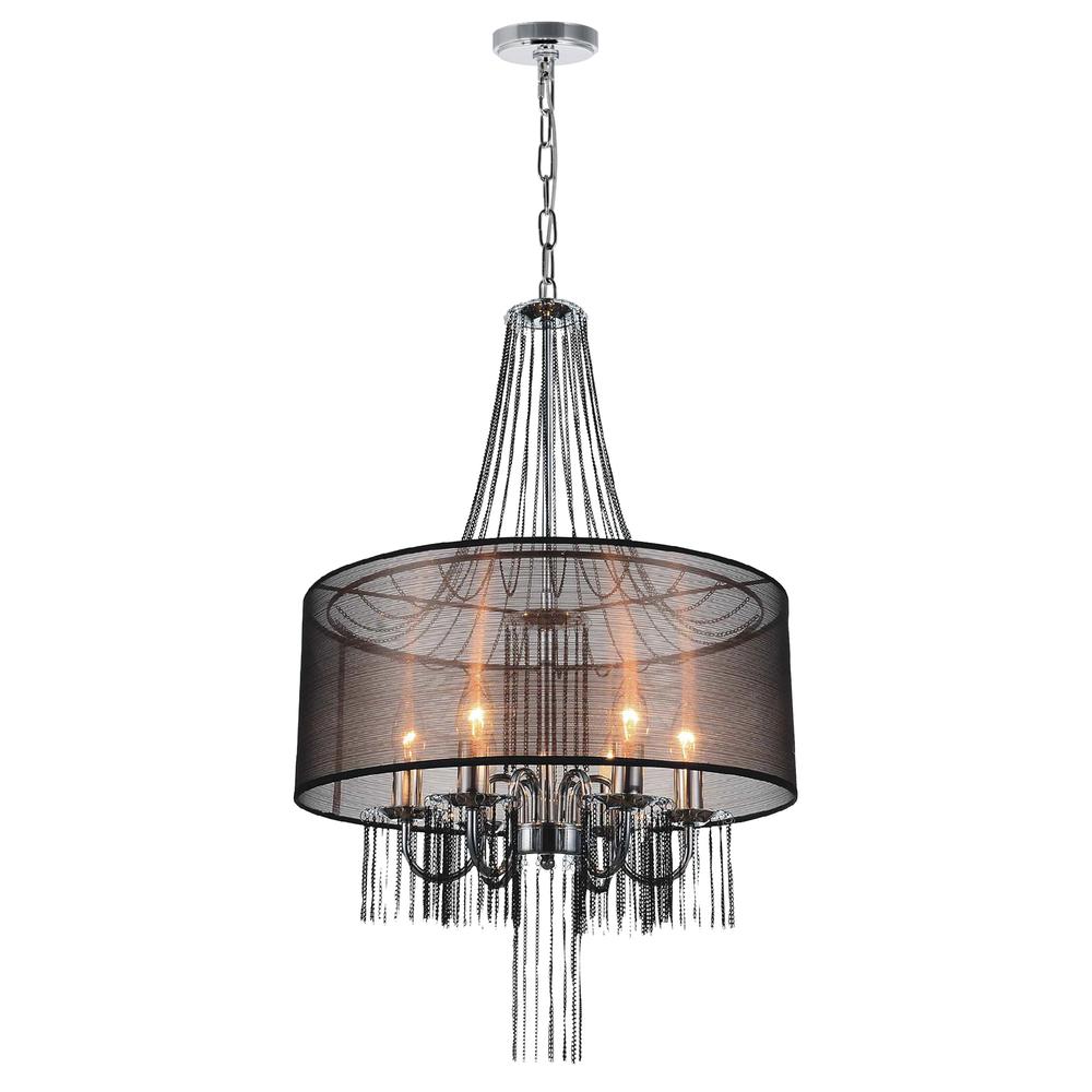 Amelia 6 Light Drum Shade Chandelier With Chrome Finish. Picture 2