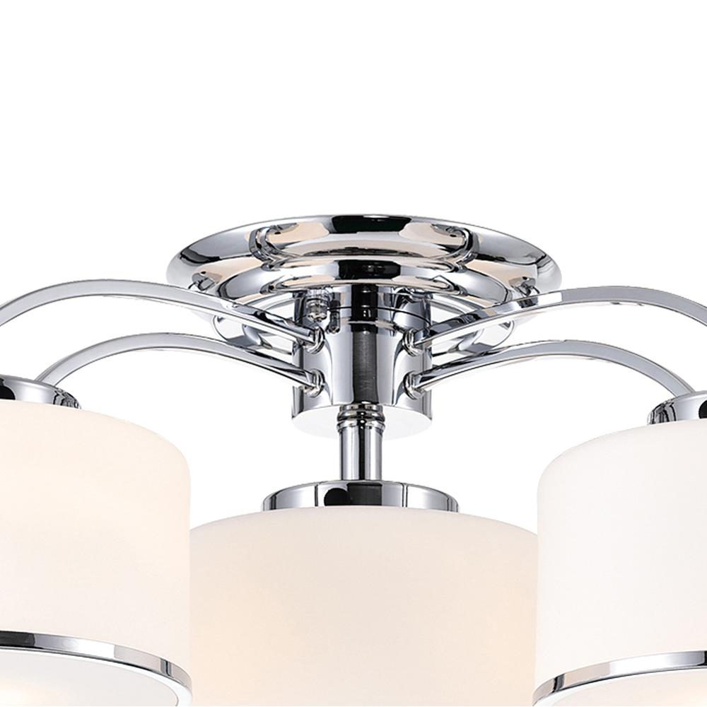 Frosted 4 Light Drum Shade Flush Mount With Chrome Finish. Picture 4