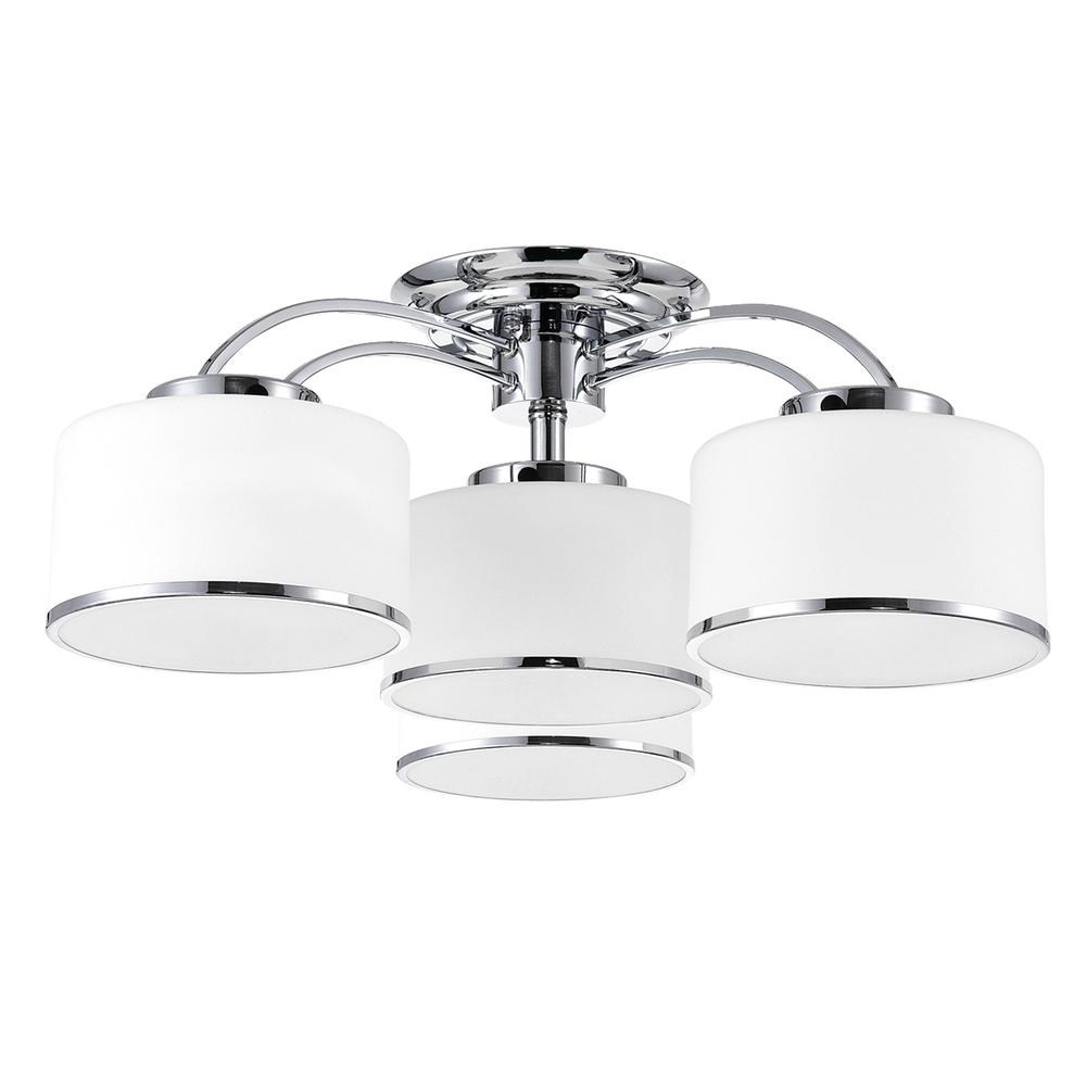 Frosted 4 Light Drum Shade Flush Mount With Chrome Finish. Picture 5