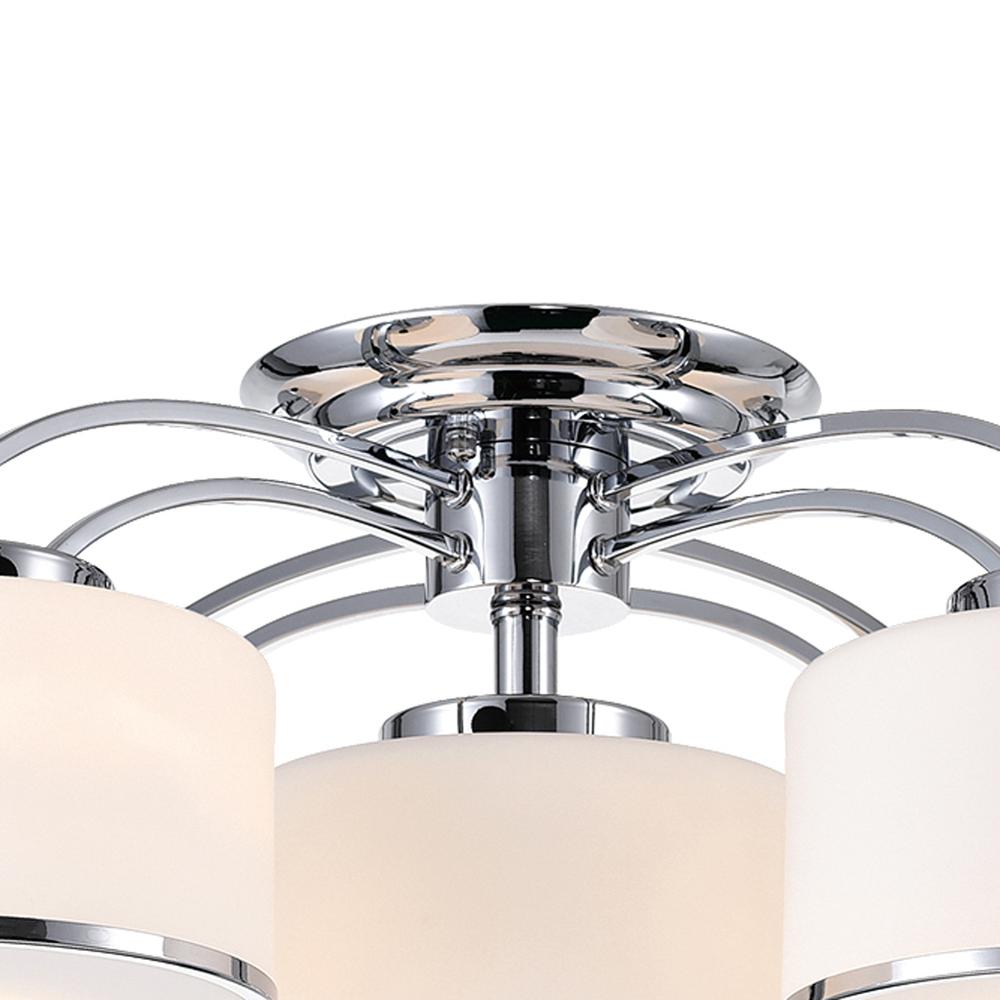 Frosted 5 Light Drum Shade Flush Mount With Chrome Finish. Picture 5