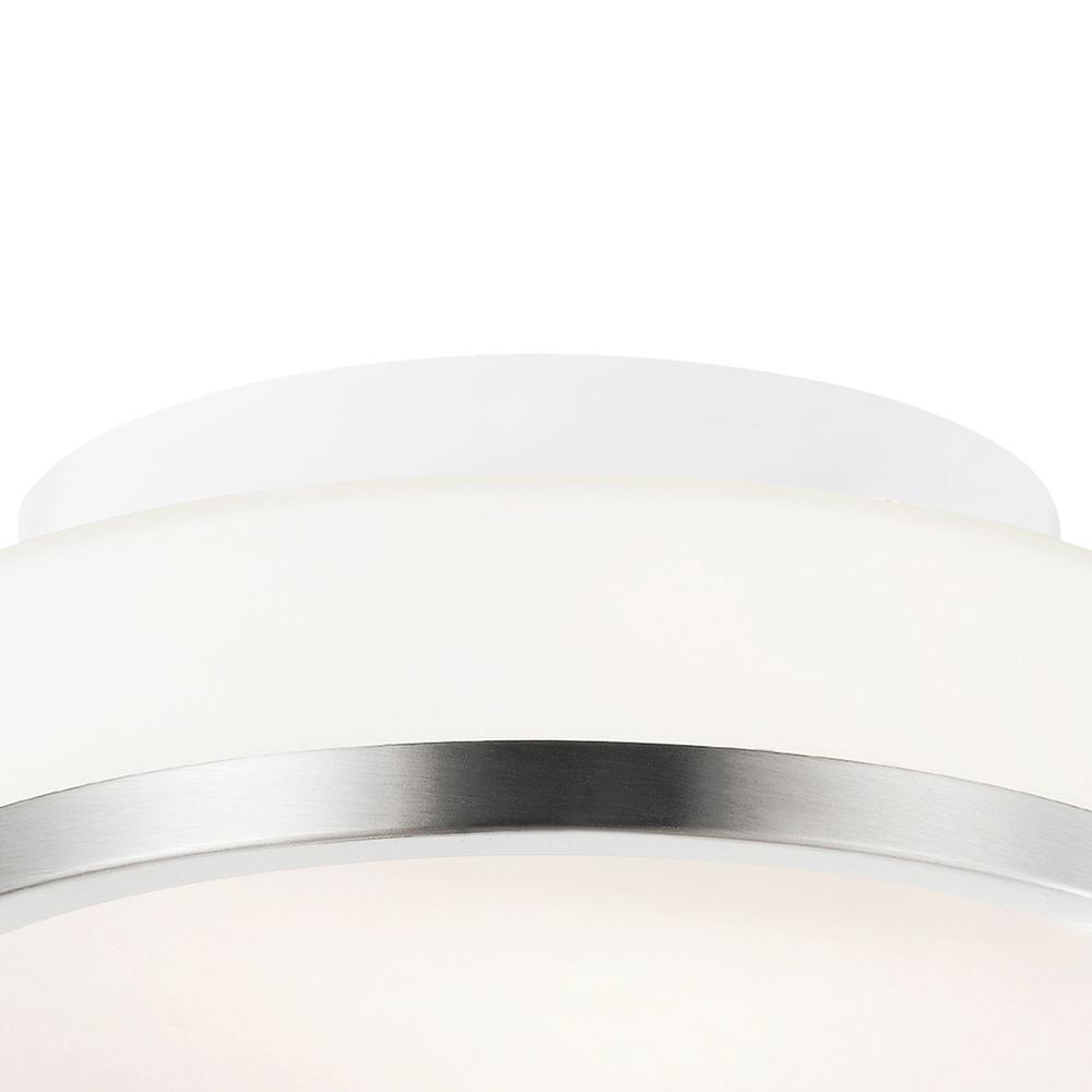 Frosted 1 Light Drum Shade Flush Mount With Satin Nickel Finish. Picture 5