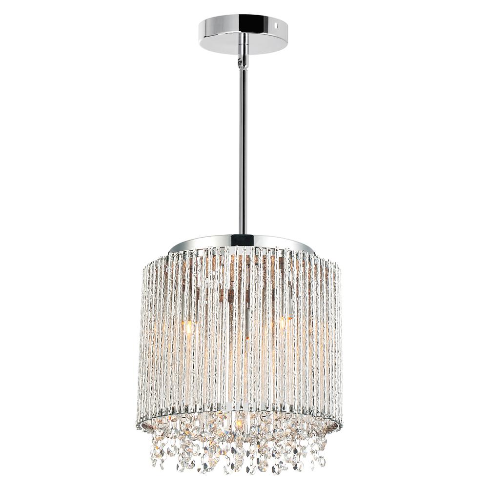 Claire 3 Light Drum Shade Mini Pendant With Chrome Finish. Picture 1