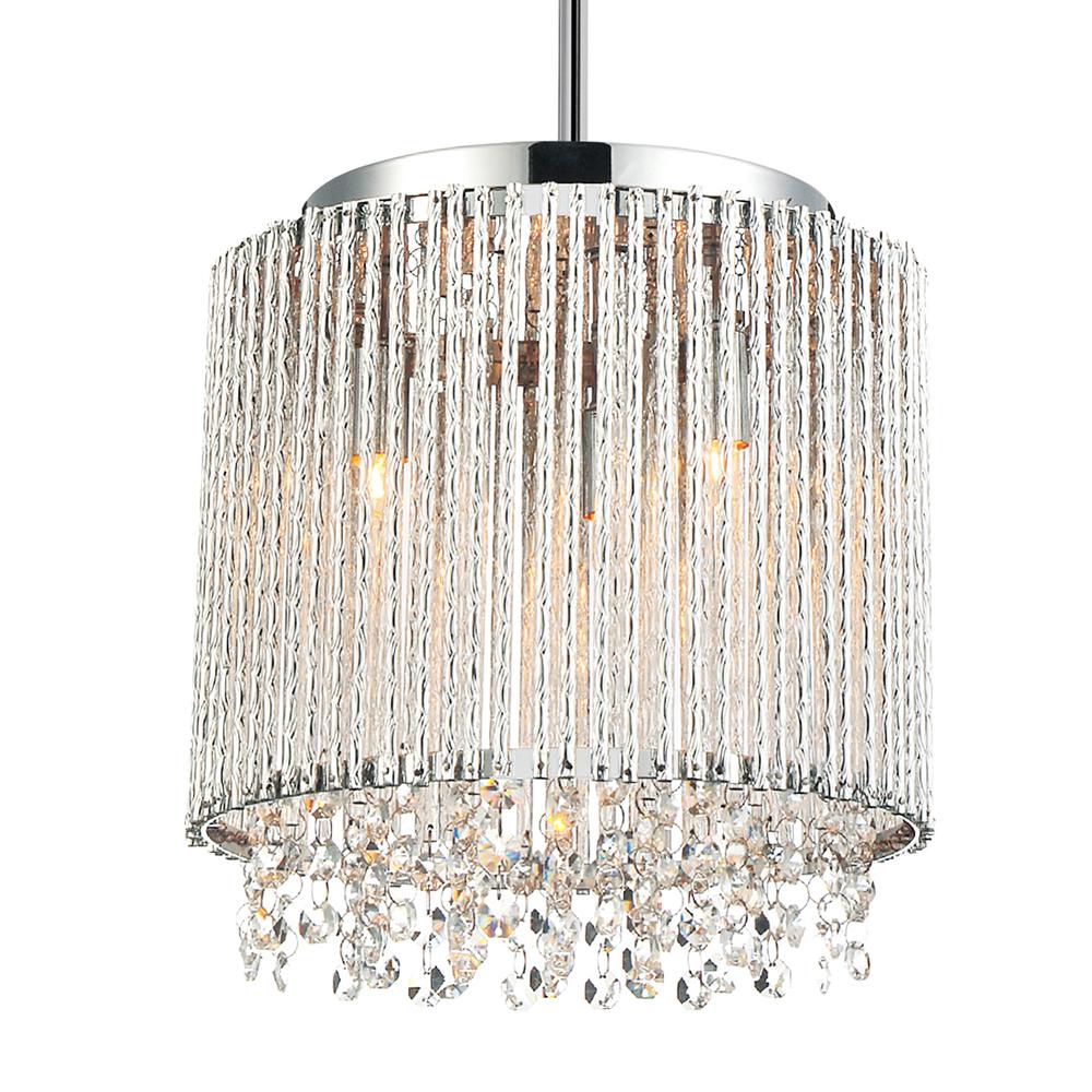Claire 3 Light Drum Shade Mini Pendant With Chrome Finish. Picture 2