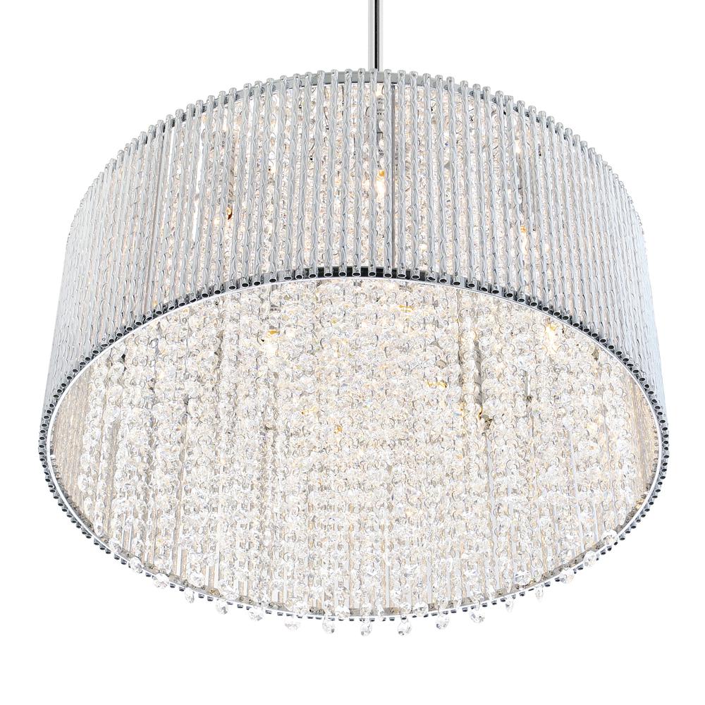 Claire 12 Light Drum Shade Chandelier With Chrome Finish. Picture 4
