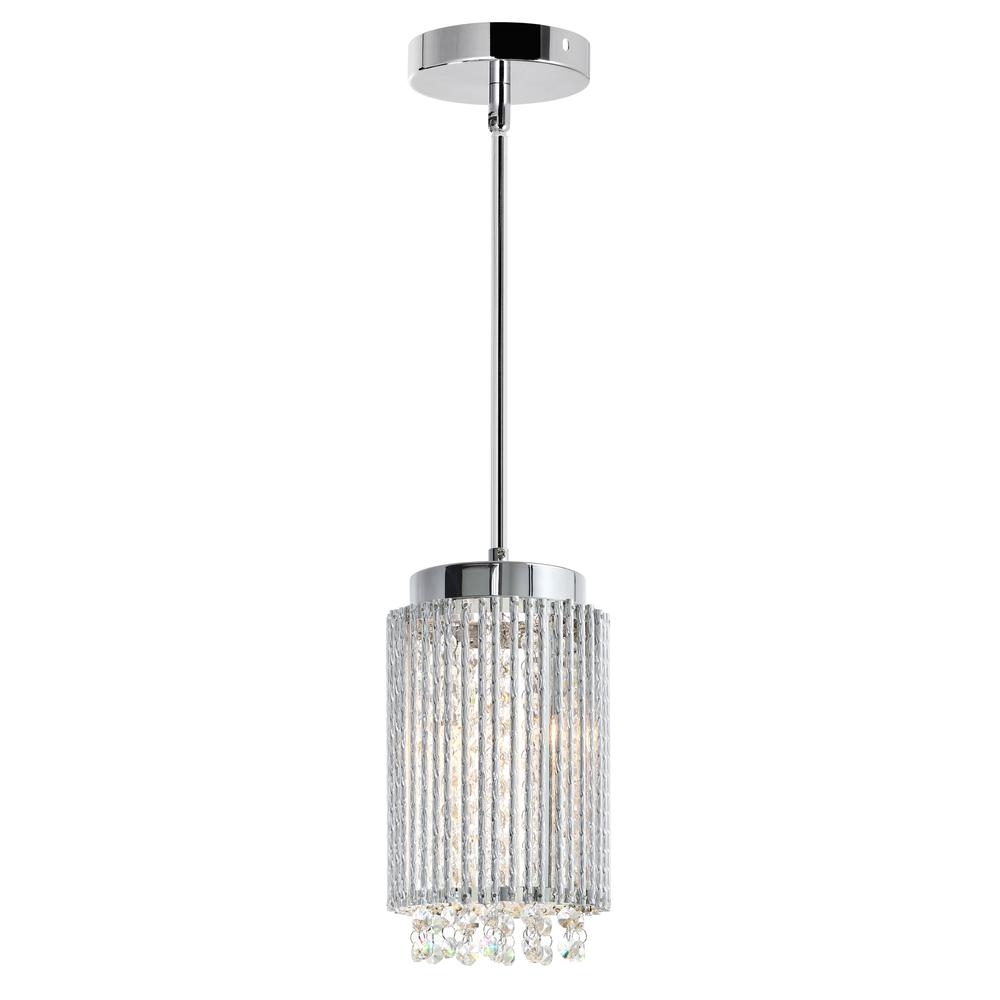 Claire 2 Light Drum Shade Mini Pendant With Chrome Finish. Picture 1