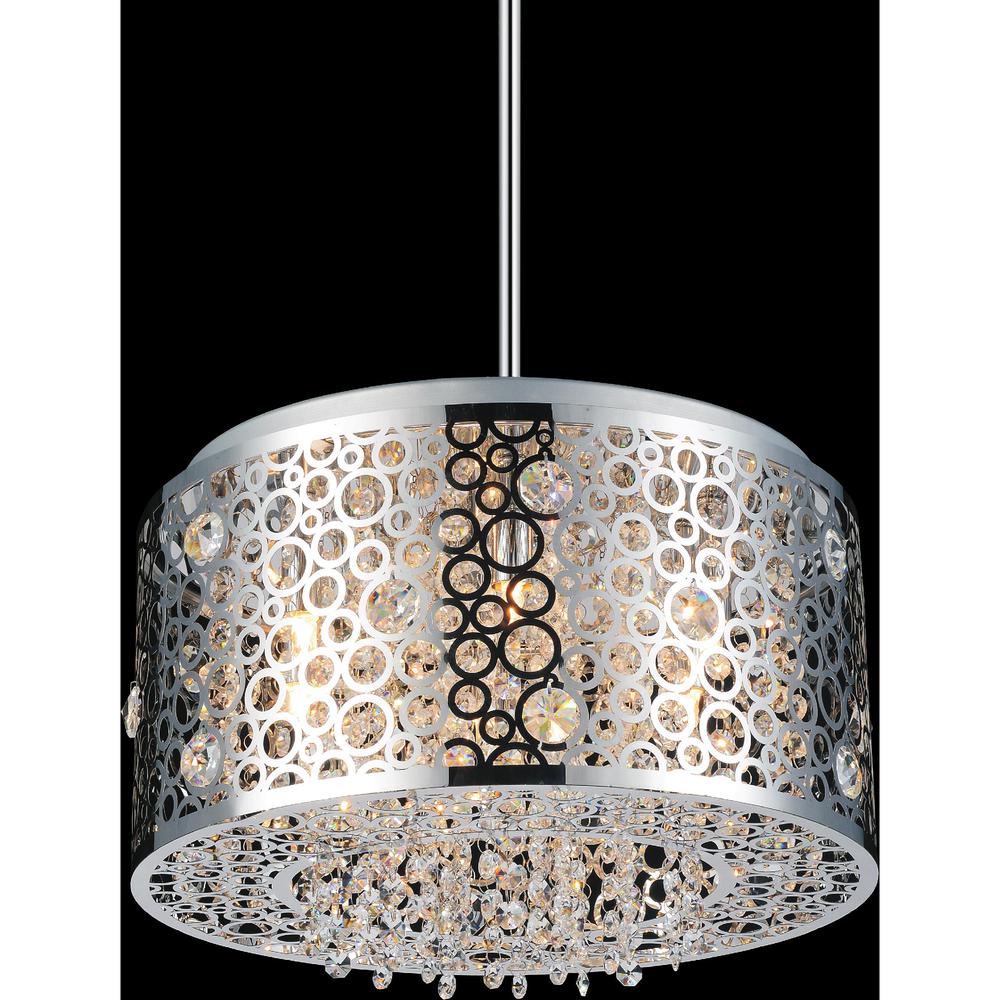 Bubbles 6 Light Drum Shade Chandelier With Chrome Finish. Picture 6