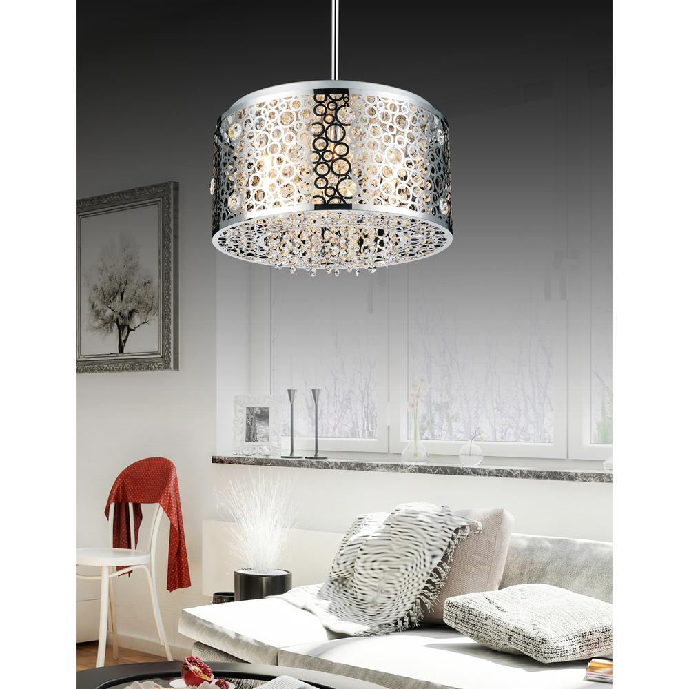 Bubbles 6 Light Drum Shade Chandelier With Chrome Finish. Picture 7