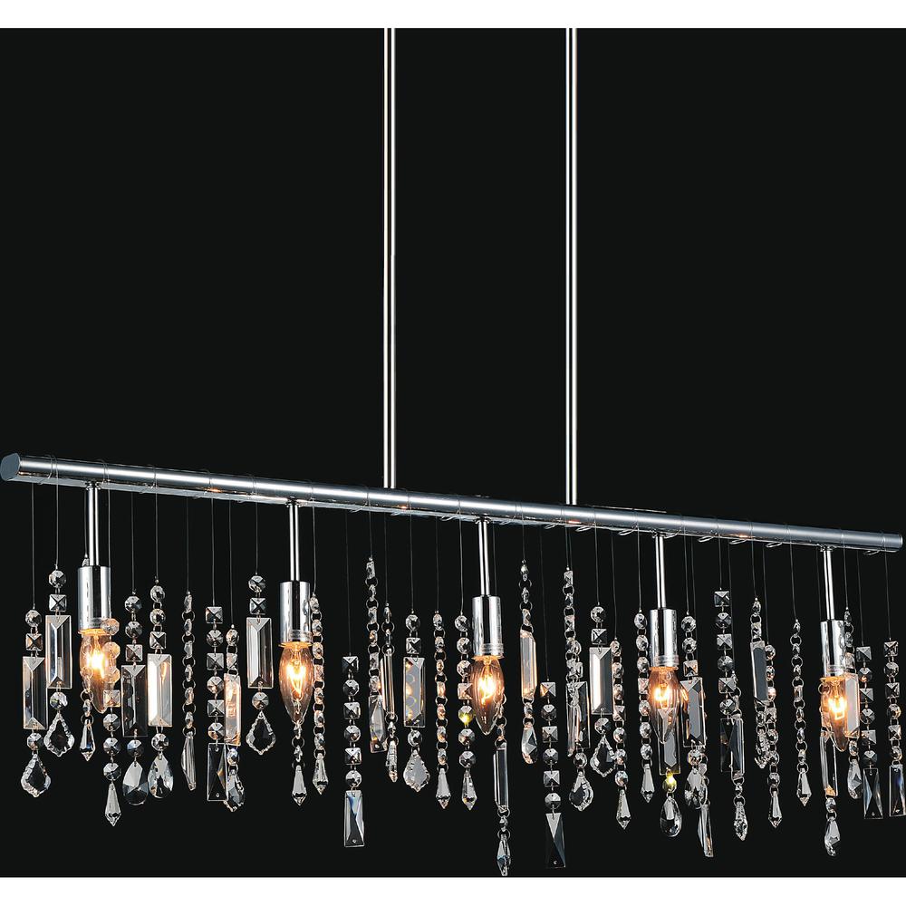 Janine 5 Light Down Chandelier With Chrome Finish. Picture 1