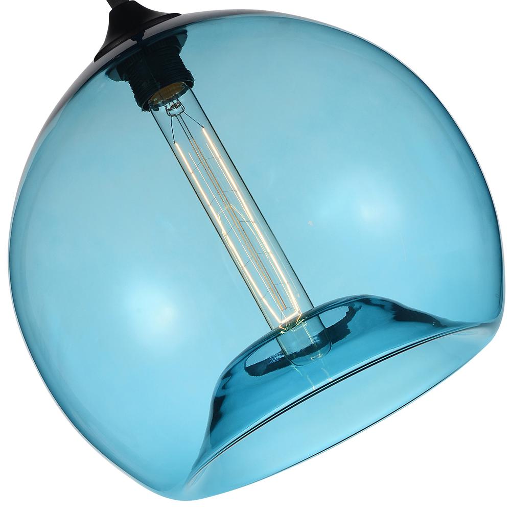 Glass 1 Light Down Mini Pendant With Blue Finish. Picture 5