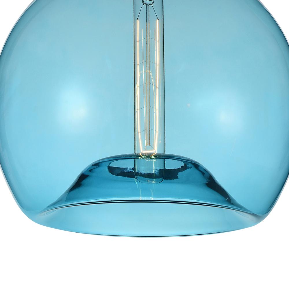 Glass 1 Light Down Mini Pendant With Blue Finish. Picture 6