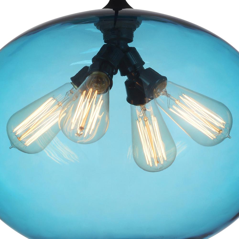 Glass 4 Light Down Pendant With Blue Finish. Picture 3