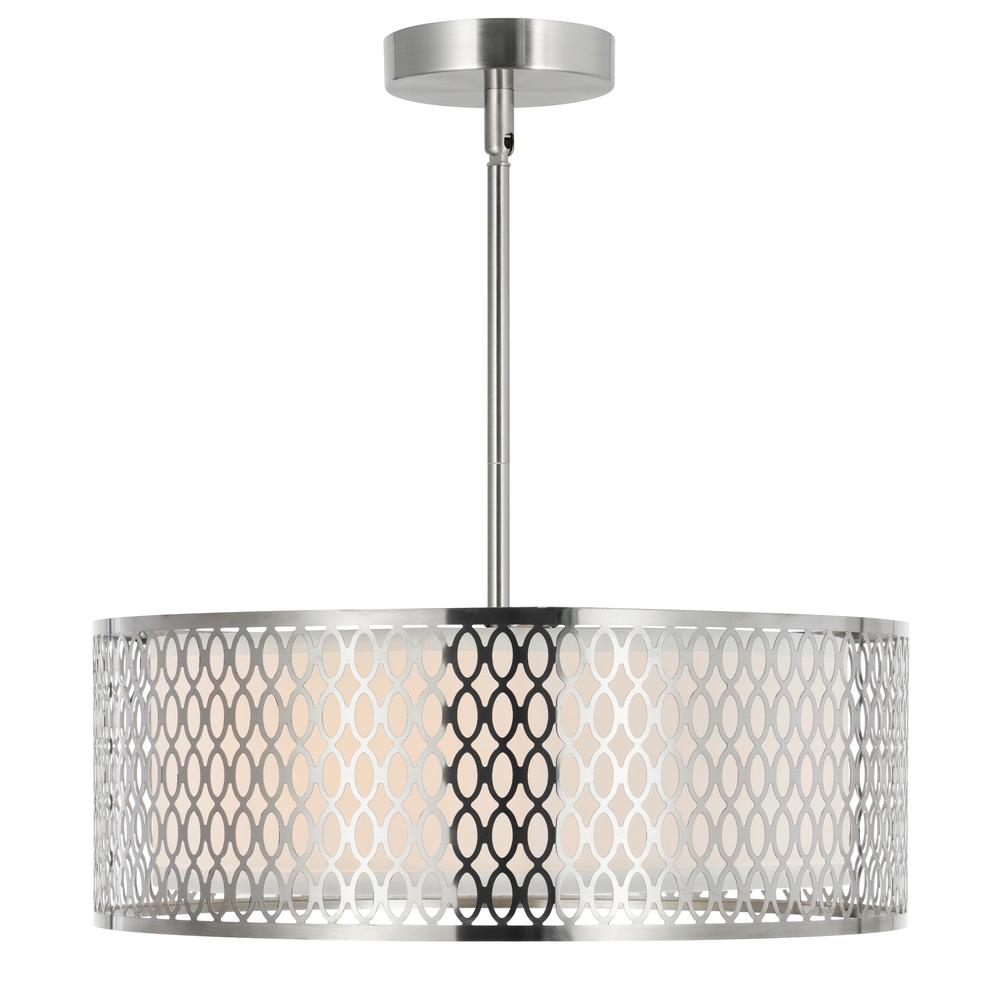 Mikayla 3 Light Drum Shade Chandelier With Satin Nickel Finish. Picture 1