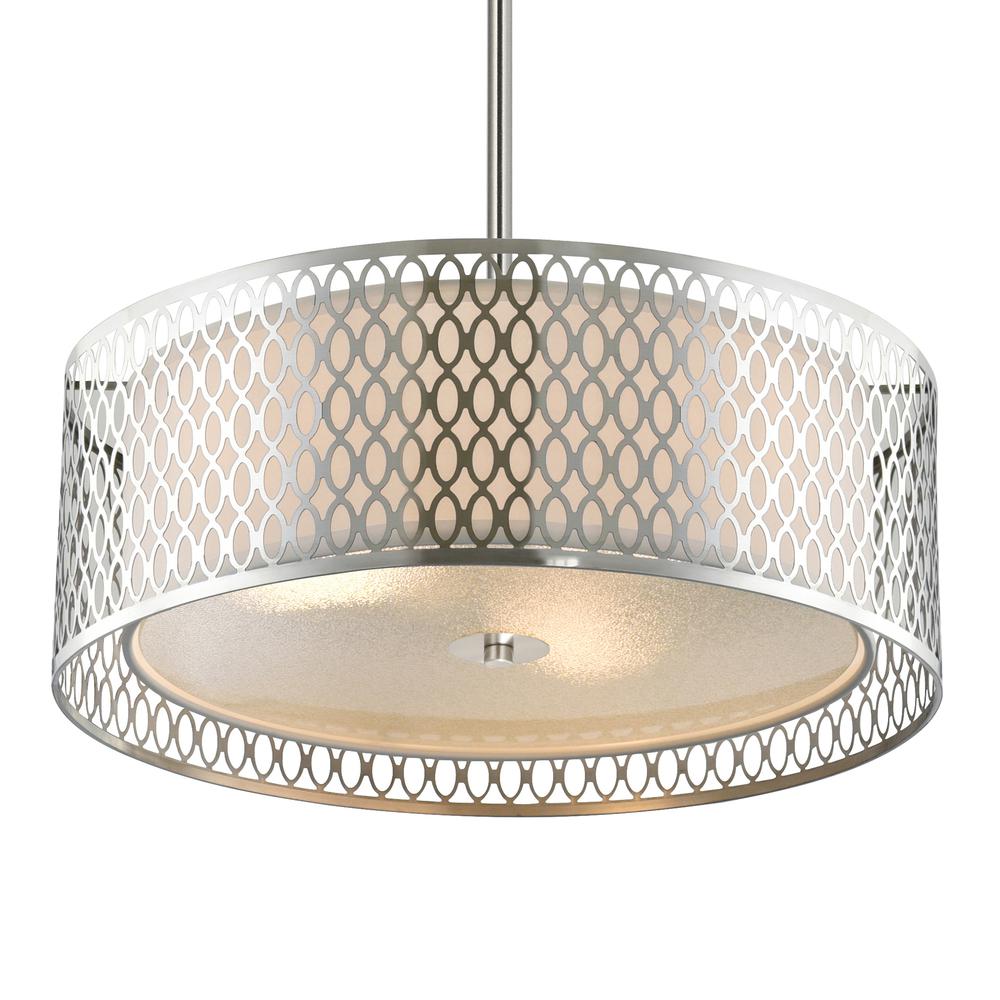 Mikayla 3 Light Drum Shade Chandelier With Satin Nickel Finish. Picture 2