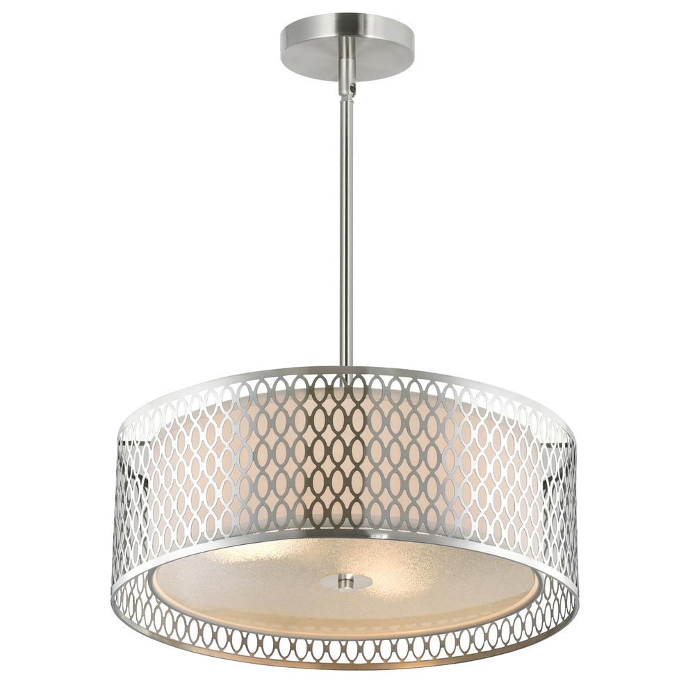 Mikayla 3 Light Drum Shade Chandelier With Satin Nickel Finish. Picture 3