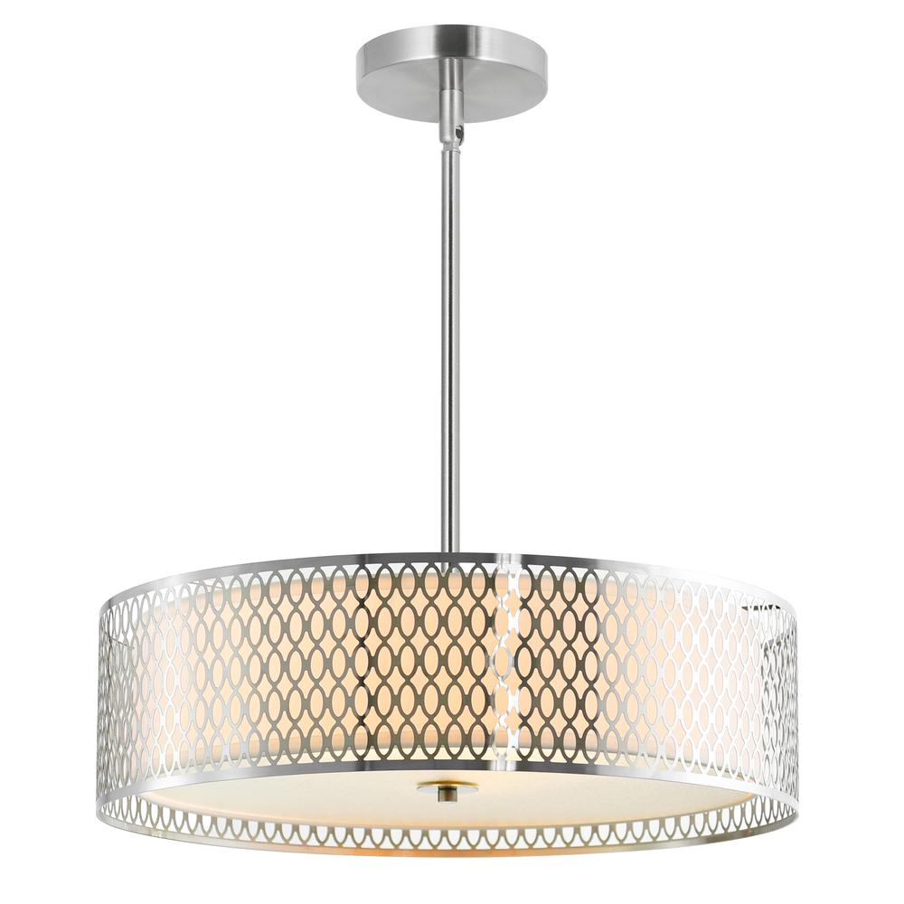 Mikayla 5 Light Drum Shade Chandelier With Satin Nickel Finish. Picture 1