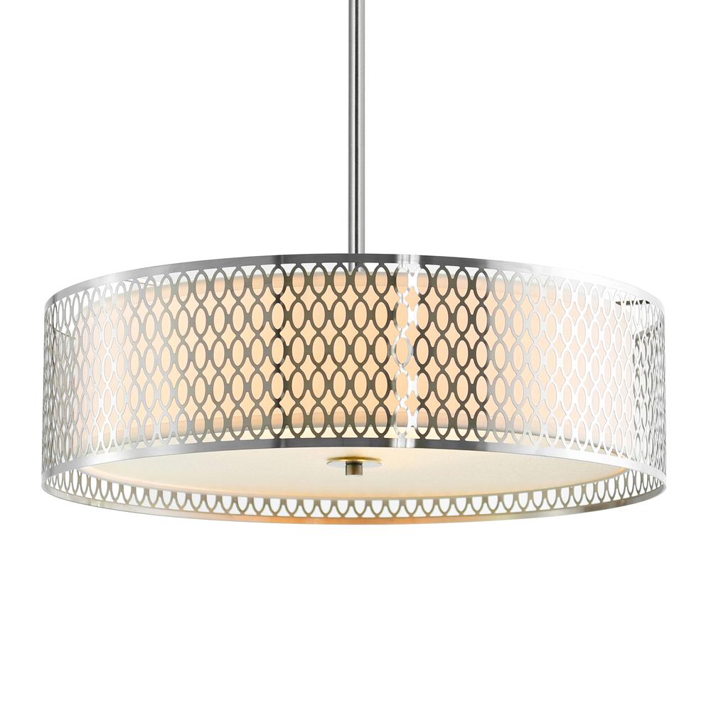 Mikayla 5 Light Drum Shade Chandelier With Satin Nickel Finish. Picture 2