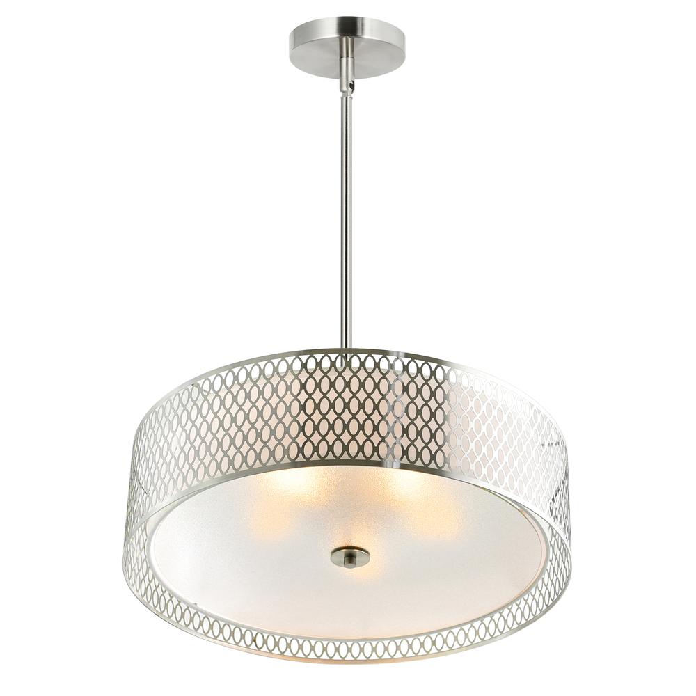Mikayla 5 Light Drum Shade Chandelier With Satin Nickel Finish. Picture 3