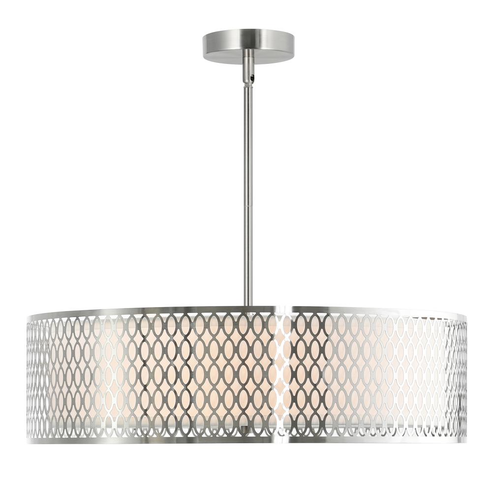 Mikayla 5 Light Drum Shade Chandelier With Satin Nickel Finish. Picture 4